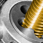 Bronze,Bolt,Shaft.,Threading,Die,Detail,In,Metallic,Tap,Wrench